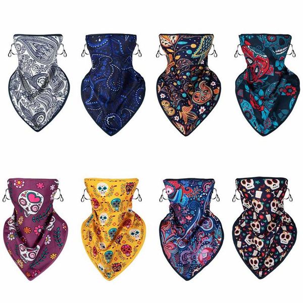 

men women triangle bandana summer face cover shield hanging ear tube scarf ice silk neck gaiter balaclava breathable headband cycling caps &, Black