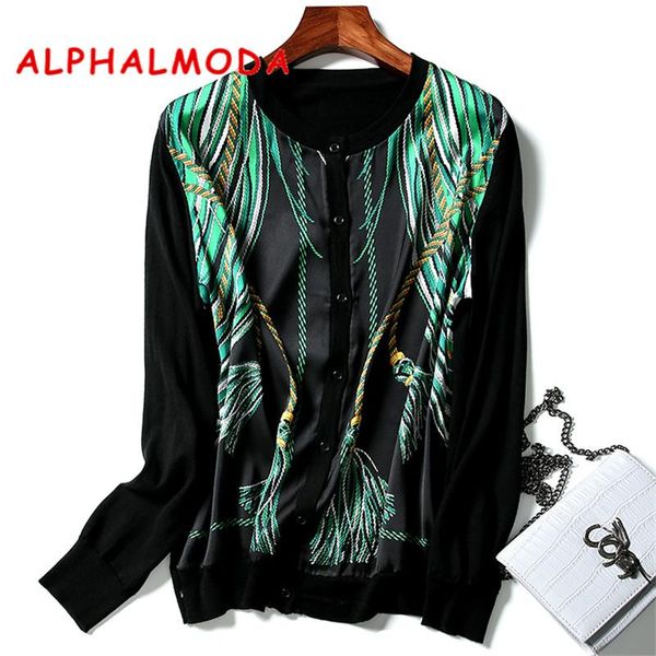 

women's sweaters alphalmoda fall printed cardigans 3d print fashion pattern chiffon patchwork knitted cardigan formal ol clothes top, White;black