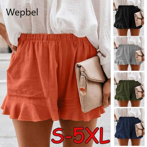 

summer casual women shorts high waist comfortable loose short pants plus size flounce beach cool women's, White;black