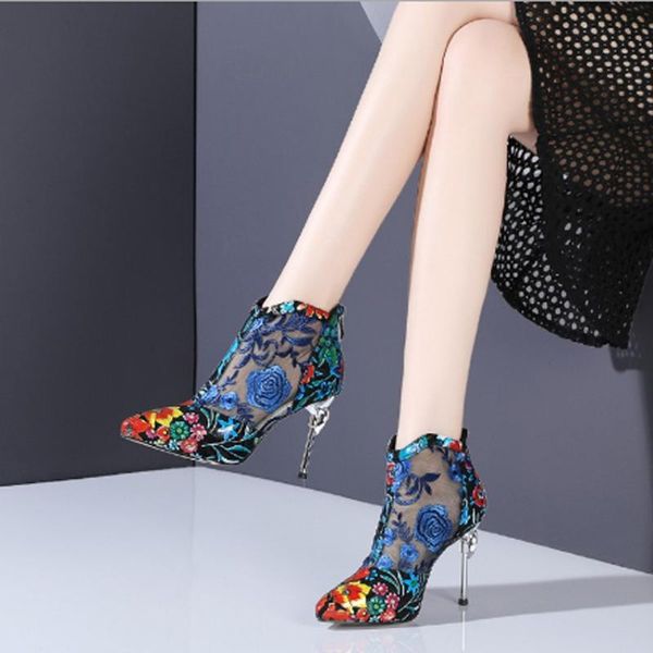 

sandals women's high-heeled shoes fine wedding gauze boots, Black