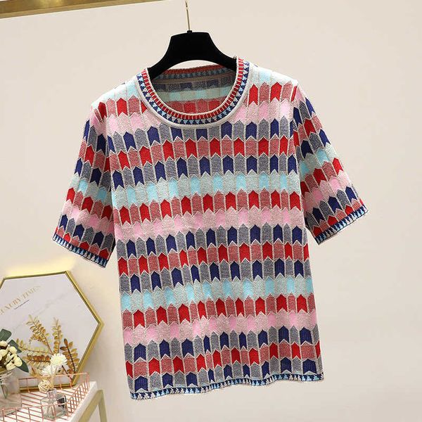 

o neck pullover short sleeve knit t shirt women solid work style ol simple tees femme summer all match lady 210604, White;black
