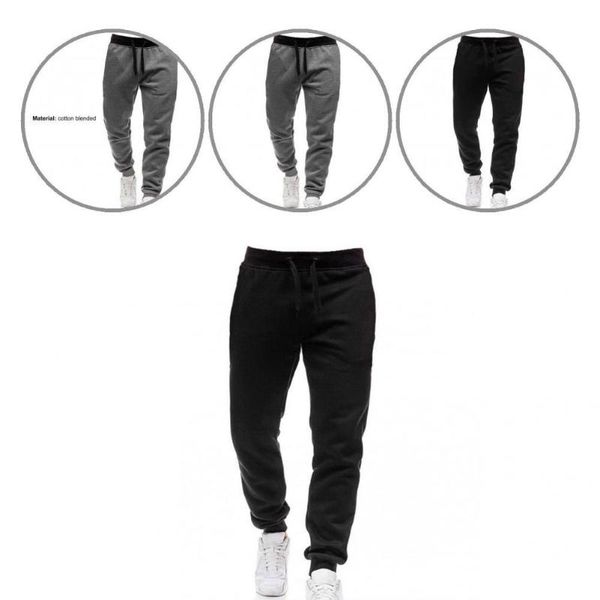 

men's pants men trousers drawstring autumn winter loose warm sweatpants, Black