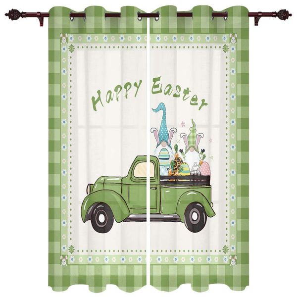 

nice translucent curtains with easter gnome egg truck pattern for living room kitchen bedroom decoration windows curtain & drapes