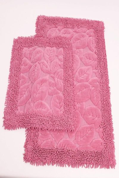 

bath mats 2-piece cotton closet set leaf pink st02321