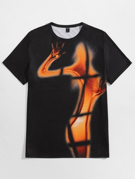 

men figure graphic tee 48lk#, White;black