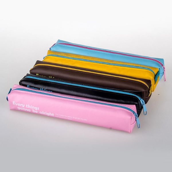 

pencil case cute small pu kawaii pen roll silicone large school box stationery bags