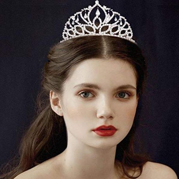 

hair clips & barrettes fashion rhinestone crystal diadem girls princess tiara and crown with combs headpiece wedding bridal jewelry accessor, Golden;silver