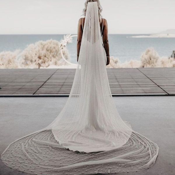 

bridal veils brand wedding accessories long dresses with comb elegant glitter veil handmade tulle luxury beads pearl white/ivory bride, Black