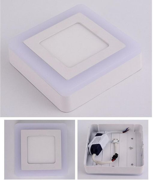 

double color panel light 9w/16w/24w round/square surface mounted downlight lighting led ceiling down ac85-265v lights