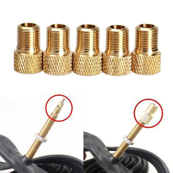 10/14 / 15pcs conjunto de adaptador de válvula de válvula Converter Presta para Schrader Válvula de cobre Adaptador Rodas de Gás Tube Ferramenta de Bicicleta Bicicleta Acessórios