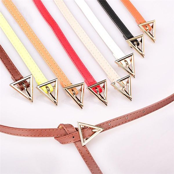 

belts 2021 women triangle buckle pu leather strap for dress trousers casual black ladies female designer waistband, Black;brown