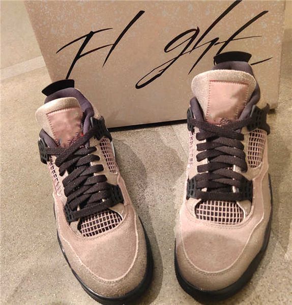 

taupe haze basketball shoes travis scottts4 reverse taxi two 3 gray 4s black brown mocha men's sports shoelaces original box3th6