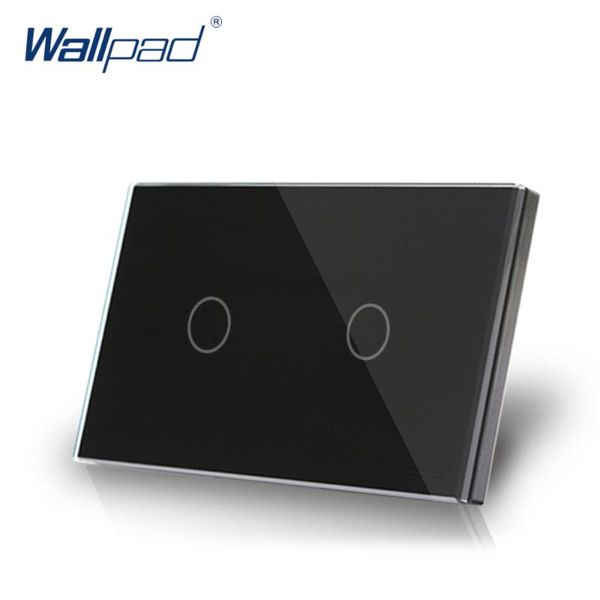 

gang 2 way us/au standard wallpad touch screen light switch black crystal glass double control panel with led indicator smart home