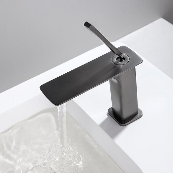 

boonion brass basin mixer gun grey bathroom tap single handle & cold hole simple style sink faucets