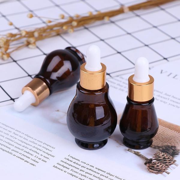 

storage bottles & jars 1pc 10/20/30ml amber glass dropper bottle essential oil perfume empty refillable container