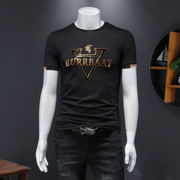 

fashion t shirts 2021 summer men's high end mercerized cotton sequin embroidery short sleeve casual oversize, White;black