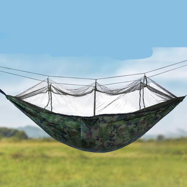 

camp furniture portable 1-2 person outdoor camping hammock with mosquito net high-strength fabric parachute hanging bed swing to sleep
