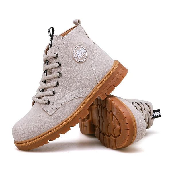 

boots children' matte leather casual in autumn and winter comfortable non-slip sports shoes 7-12y girls motorcycle, Black;grey