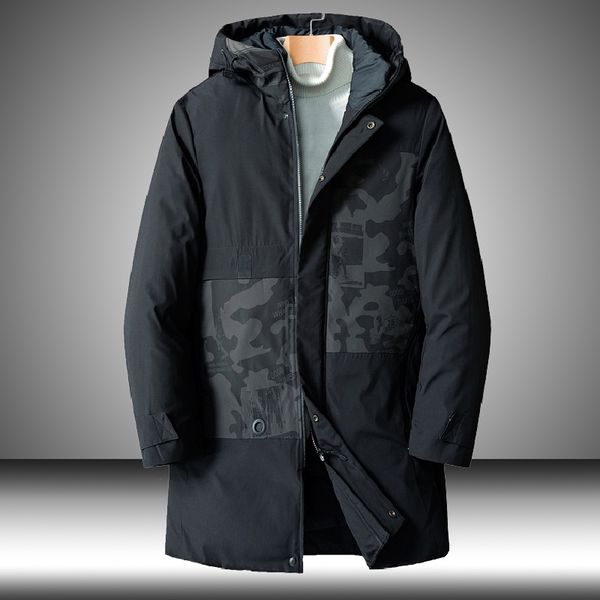 

winter jacket men parka warm coats men's casual hoody thick jackets medium-long snowjacket male camo outdoor windbreaker 210603, Black