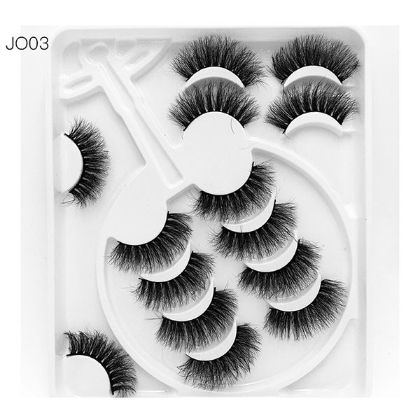 

7 pairs 8d fluffy messy mink eyelashes makeup lashes fluffy soft wispy natural cross false eyelash extension dhl