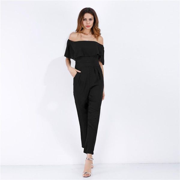 

women's jumpsuits & rompers chiffon for summer women in europe and america, Black;white