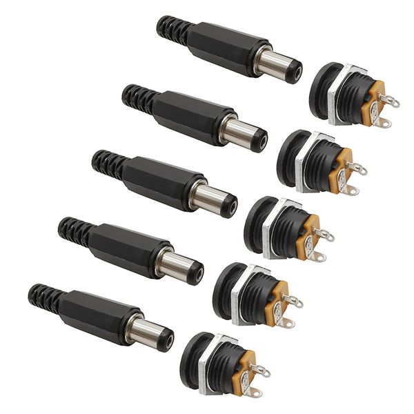 

20pcs (10pairs) 12v 3a 5.5 x 2.1mm plastic male plugs dc022 dc power socket female jack screw nut panel mount connector 5.5*2.1mm