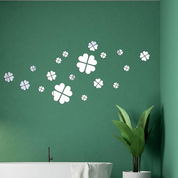 

wall stickers 5 colors diy mirror acrylic sticker flowers and grass arts mural decal living room decoration waterproof bathroom