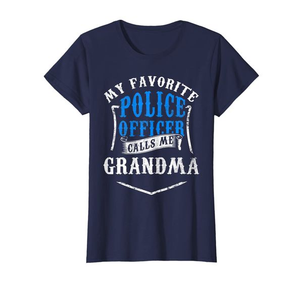 

womens my favorite police officer calls me grandma funny gifts t-shirt, White;black