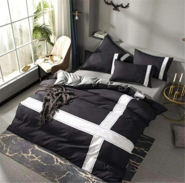 Модный дизайнерский комплект постельного белья King Size, 4 шт., хлопок с буквенным принтом, мягкое одеяло, пододеяльник, роскошная простыня Queen с P3056