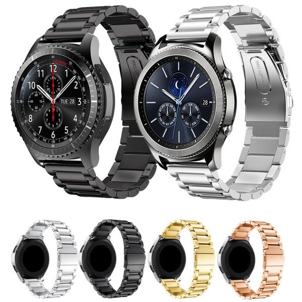 

watch bands classic butterfly buckle stainless steel band strap for samsung gear s3 frontier / metal replacement bracelet watchband, Black;brown