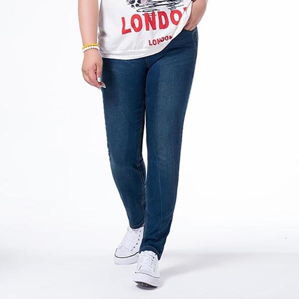 

women's jeans maozhijia fattening plus size thread waist high elastic cbg7, Blue