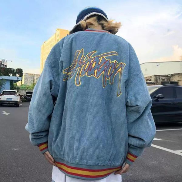 

men's jackets y2k corduroy jacket coats men letter printed baseball uniform outerwear autumn winter oversized casual long sleeve tracks, Black;brown