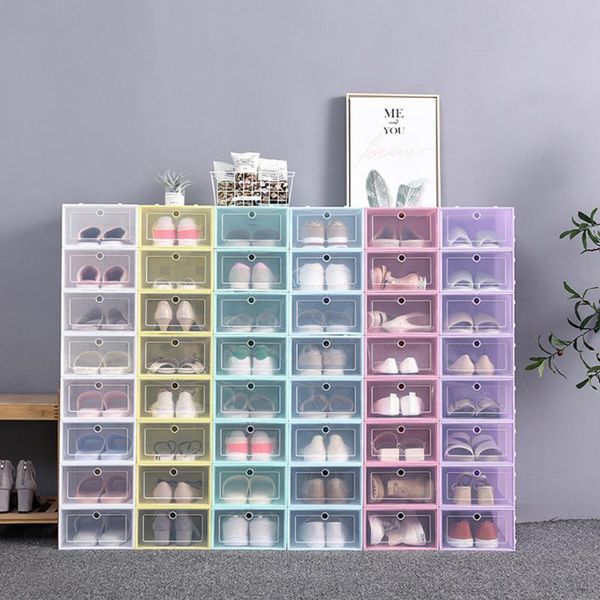 

pcs/set foldable clear shoes storage box plastic stackable shoe organizer transparent drawer case clothing & wardrobe