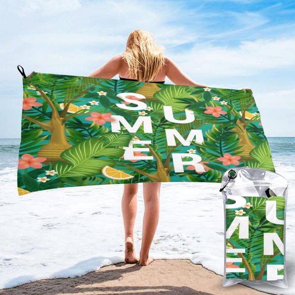 

towel bath summer lemons palm leaves quick dry thin absorbent soft for home travel camping swimming beach sport