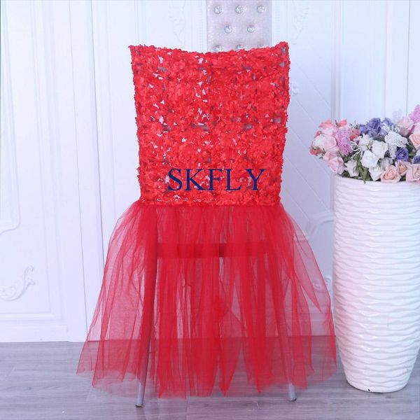 

chair covers ch106a unique design 2021 wedding party high back red tulle and embroideried cover