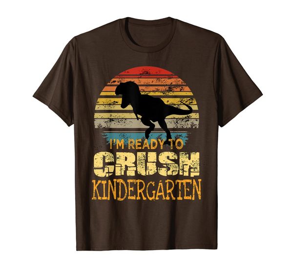 

1st day of kindergarten i'm ready to crush dinosaur boys t-shirt, White;black