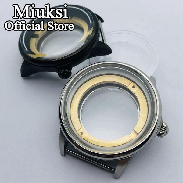 

42mm silver black stainless steel case fit eta2836 miyota 8205 8215 821a mingzhu dg2813 3804 seagull st1612 movement, Black;blue