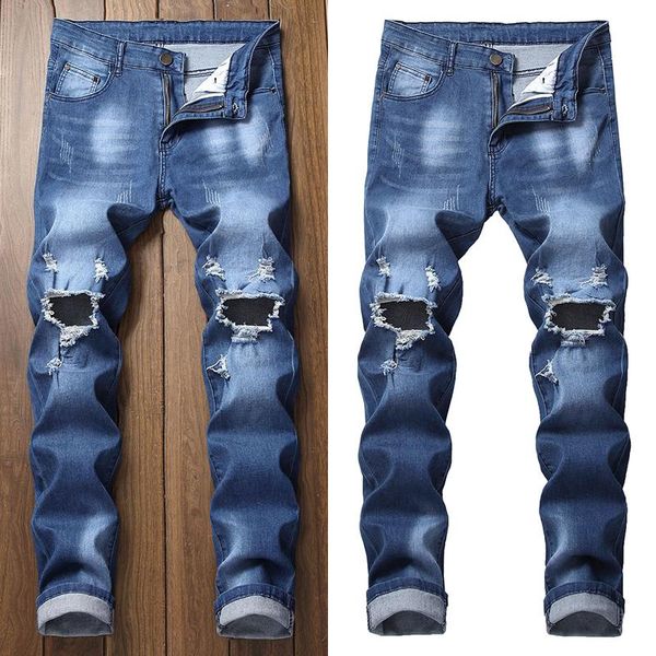 

men's jeans blue thin slim fit korean style all-match high-end summer