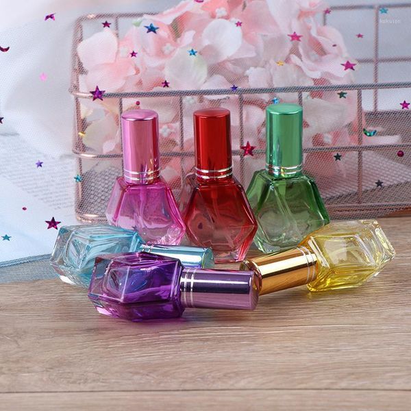 

storage bottles & jars 1pcs colorful glass 10ml spray refillable atomizer perfume travel scent packaging bottle for home or