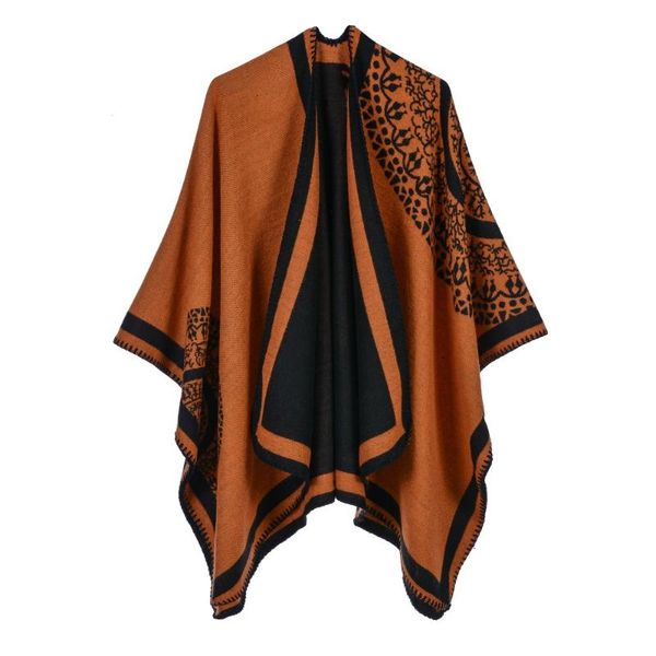 

scarves wearable european and american style fashion geometric color imitation comfortable temperament warm poncho shawl scarf, Blue;gray