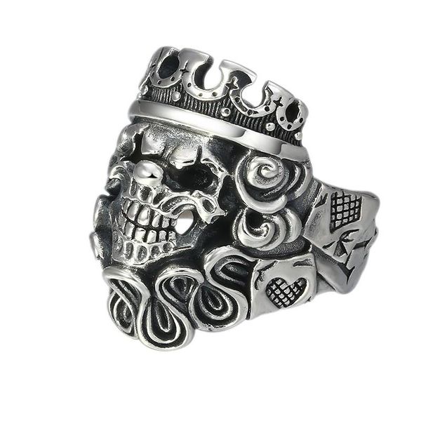 

cluster rings bocai 100% s925 silver jewelry retro simple crown skull 2021 trendy personality domineering k man ring, Golden;silver