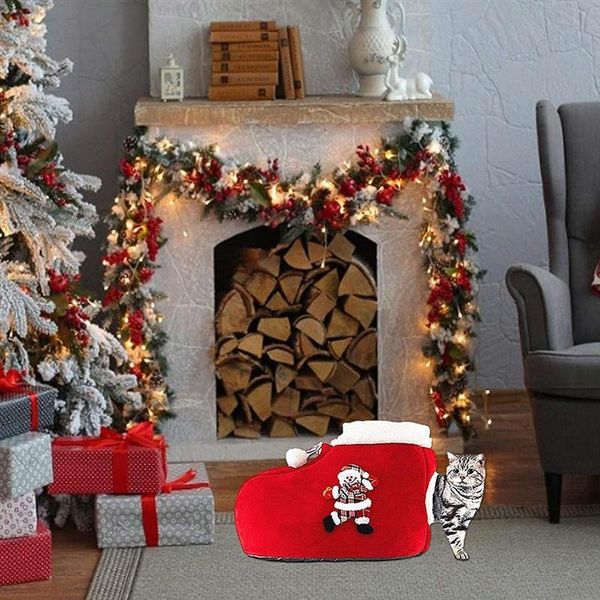 

cat beds & furniture pet nest christmas boots litter big red dog house winter warm supplies for home