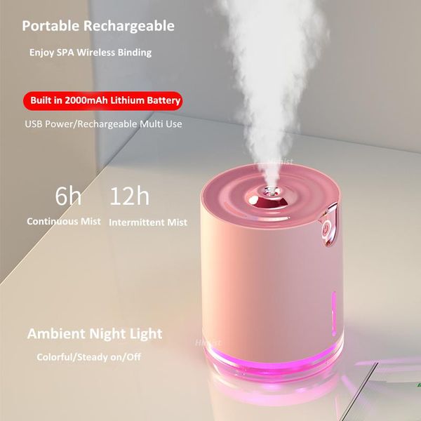 

300ml ultrasonic humidifier 2000mah battery operated usb rechargeable portable aroma air difuser essential oil mist maker fogger humidifiers