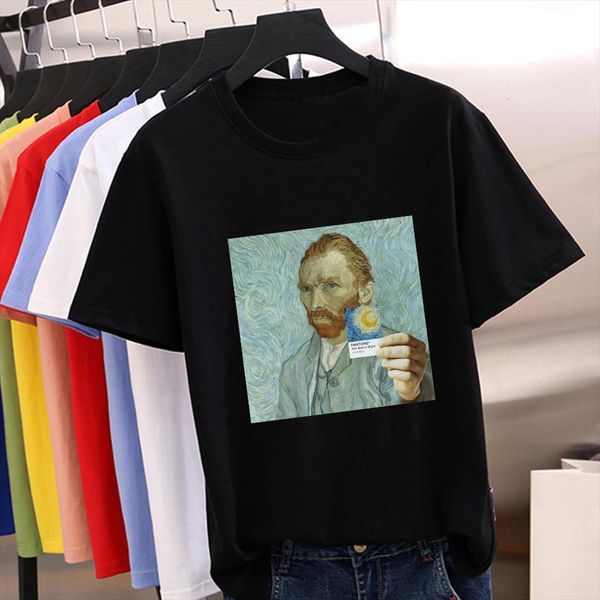 

modern girly style van gogh men t shirt print ropa mujer fashion comfortable breathable casual o neck multicolor, White;black