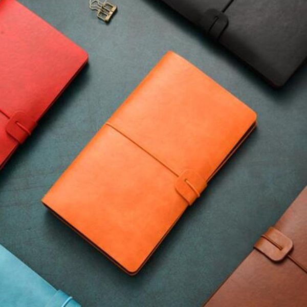 

notepads a6 vintage notebook hardcover notepad business retro handbooks pu leather journal for school office, Purple;pink