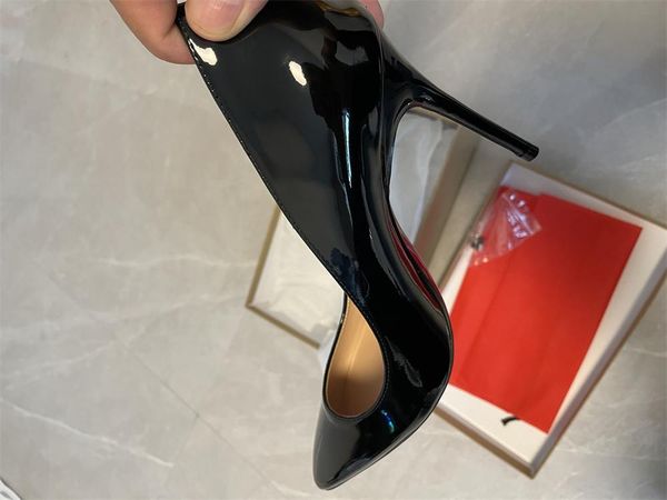 

dress shoes luxury designer so kate styles 8cm 10cm 12cm high heels red bottom nude color genuine leather point toe pumps rubber, Black