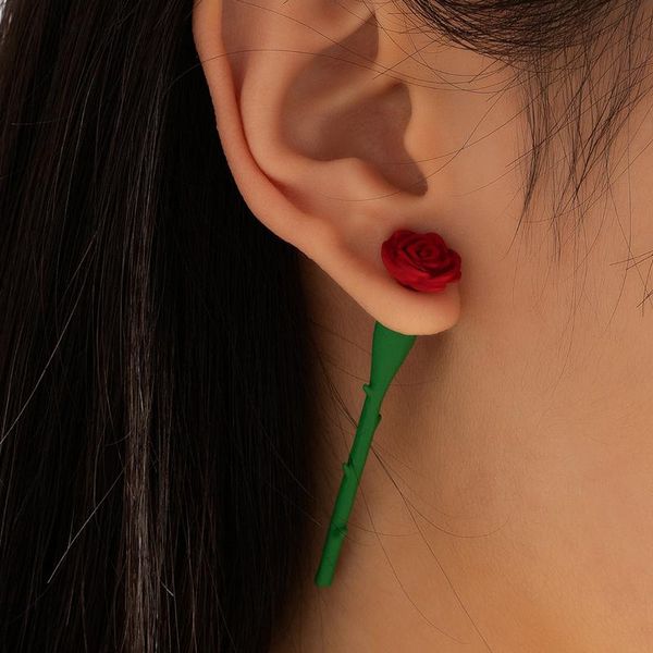 

dangle & chandelier timlee e224 retro temperament flower rose alloy earrings, jewelry wholesale, Silver