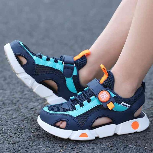 

boys' sandals summer new frame sneakers hollowed out boys' fashion breathable enlightenment children's shoes, Black