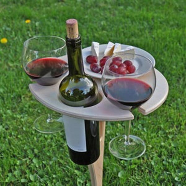 

outdoor wine holder bamboo table double layer deskpicnic foldable garden decoration for camping beach backyards camp furniture