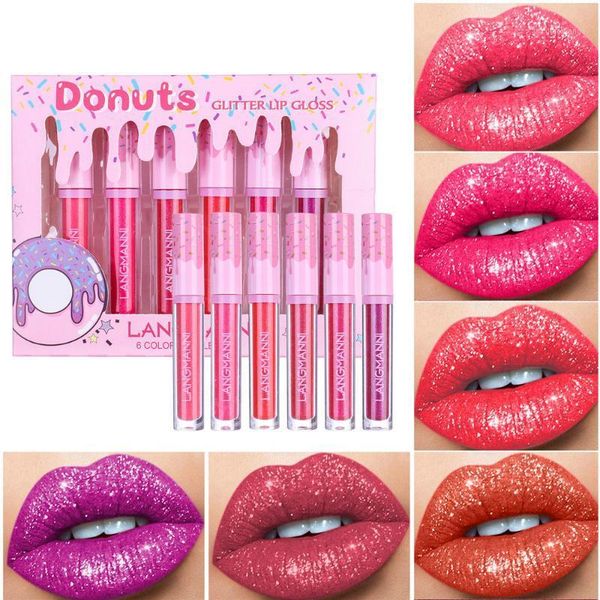 

6pcs/set matte liquid lipstick diamond pearl lipgloss set natural moisturizer waterproof velvet lip gloss long lasting cosmetics1